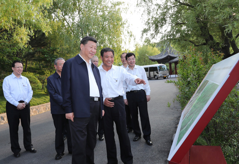 6月12日至14日,中共中央总书记、国家主席、中央军委主席习近平在山东考察。这是12日下午,习近平在威海考察华夏集团生态修复项目。